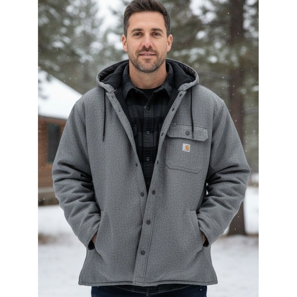 Carhartt Rain Defender Hooded Jacket Mens 3XL Gray Heather Heavyweight TJ5022-M